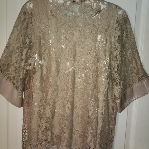 NEW SPENCER ALEXIS 2PCTAUPE LACE JACKET CR SHELL M - Picture 5 of 6
